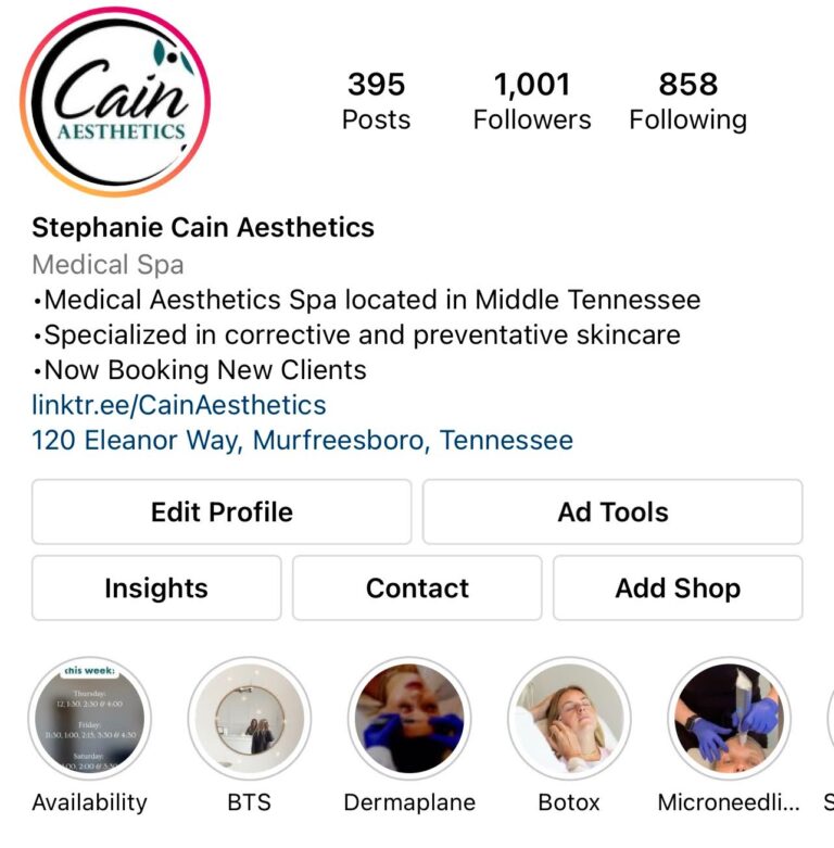 Cain aesthetics instagram profile